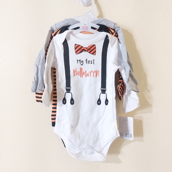 Little Treasures My First Halloween Long Sleeve Pumpkin Baby Infant Body Suits - Picture 2 of 7